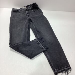 Everlane The Cheeky Jean Crop Raw Hem Black 30 High Rise Straight